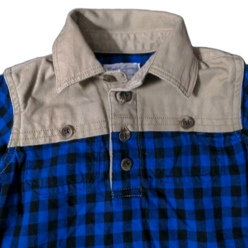 Ralph Lauren Boys Long Sleeve Shirt 9 Months Plaid Preppy Button Down‎ Cotton - Picture 2 of 6